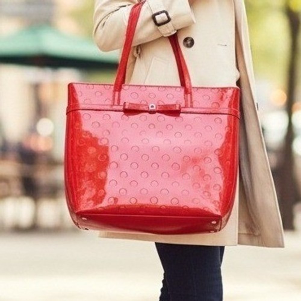 Kate Spade Womens Camellia Street Jeralyn Tote Red Patent Bow Handbag 90's Y2K